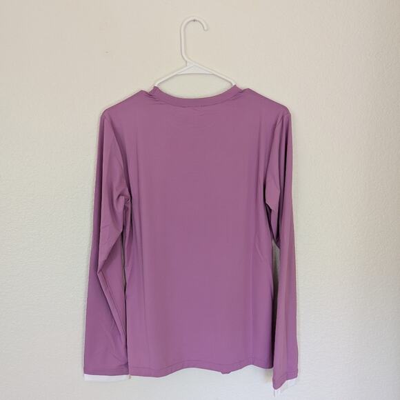 NWT The TackHack Purple Kate Cuffed Horse Riding Shirt Women Size L Equestrian - Picture 2 of 6